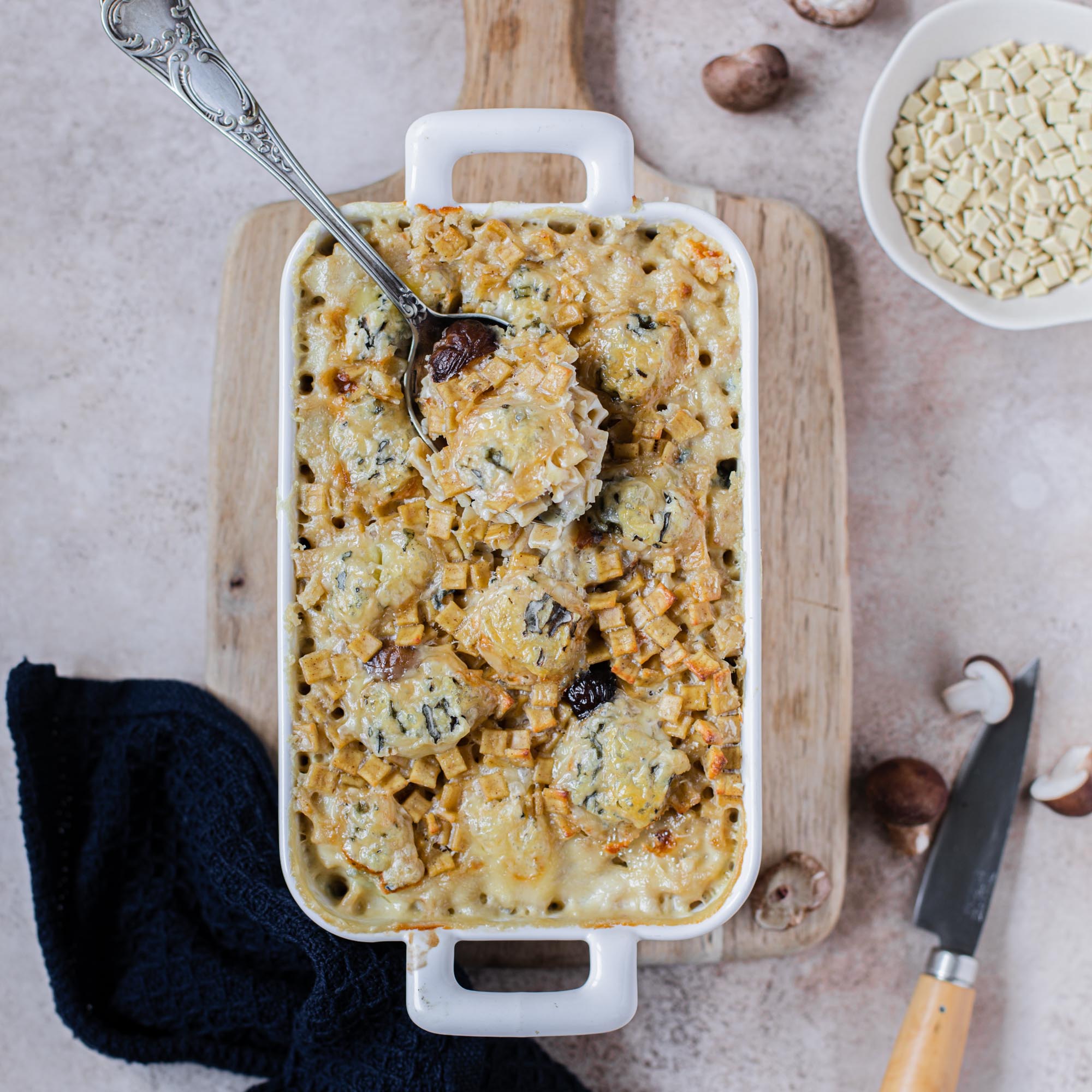 The Kitchen Of Happiness - Gratin De Crozets Au Bleu & Champignons ...